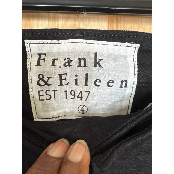 Frank & Eileen Black Stretch Crop Pants Size 4 Frayed Hem Quiet Luxury, - Picture 3 of 8